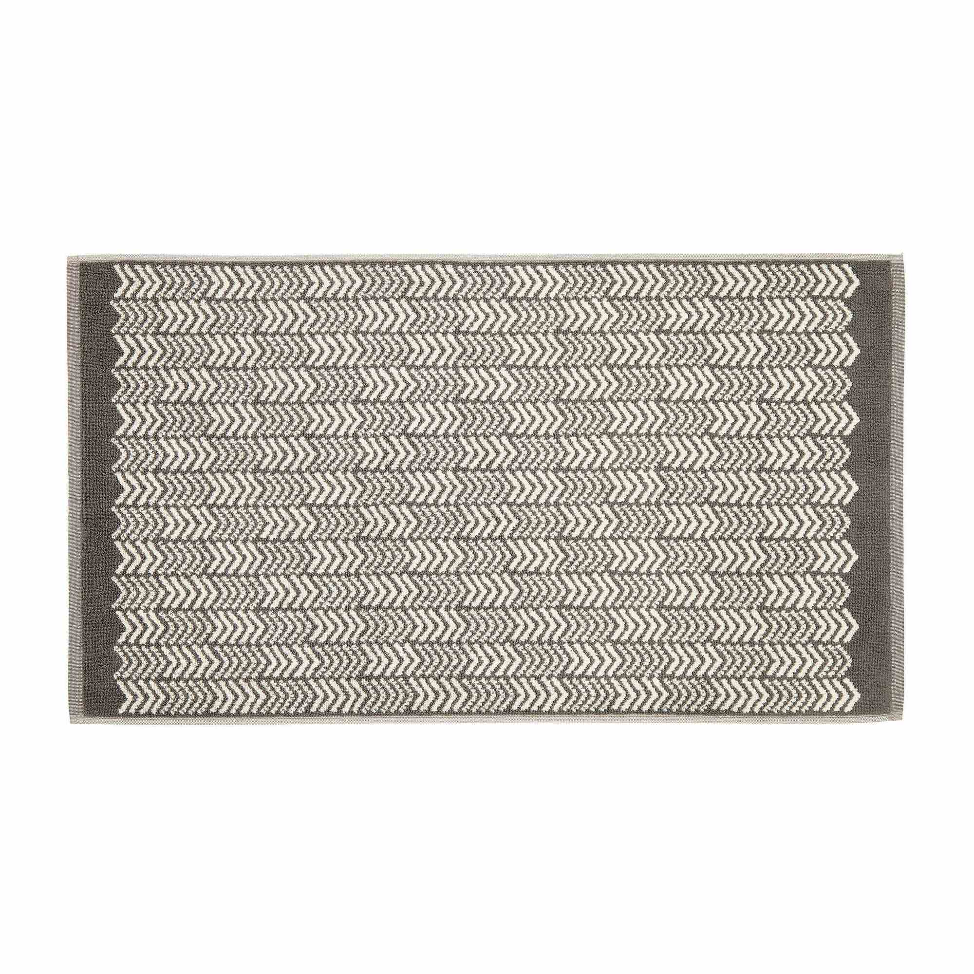 Senko Chevron Stripe Cotton Bath Mat In Charcoal Sienna